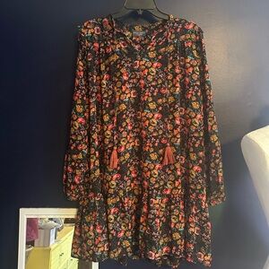 Dress Forum long sleeve floral mini dress size small
